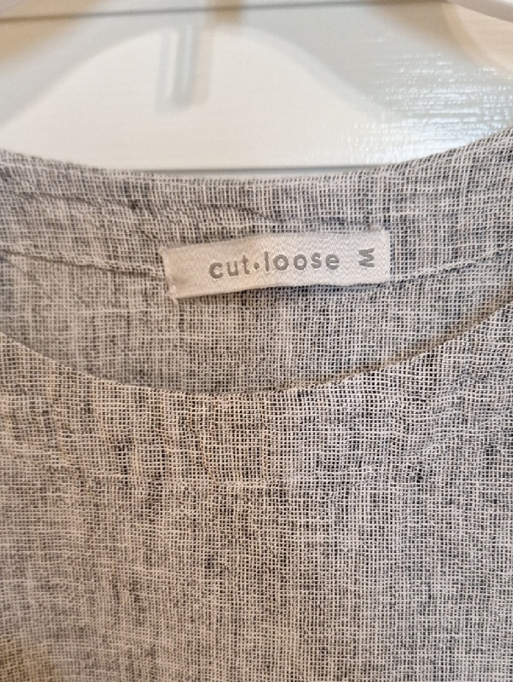 cut loose Heather Gray Textured Linen-Blend Top - Picture 2 of 4